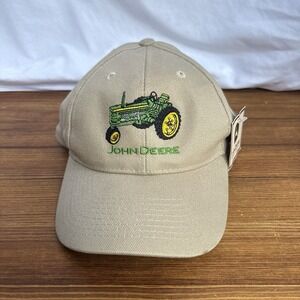 John Deere Tractor Hat Cap Tan Toppers One Size Adjustable NWT